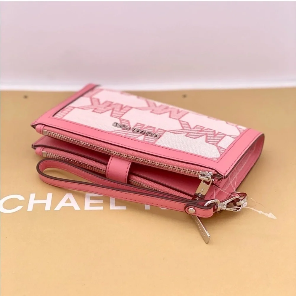 Michael Kors DoubleZip Wristlet Wallet Tea Rose